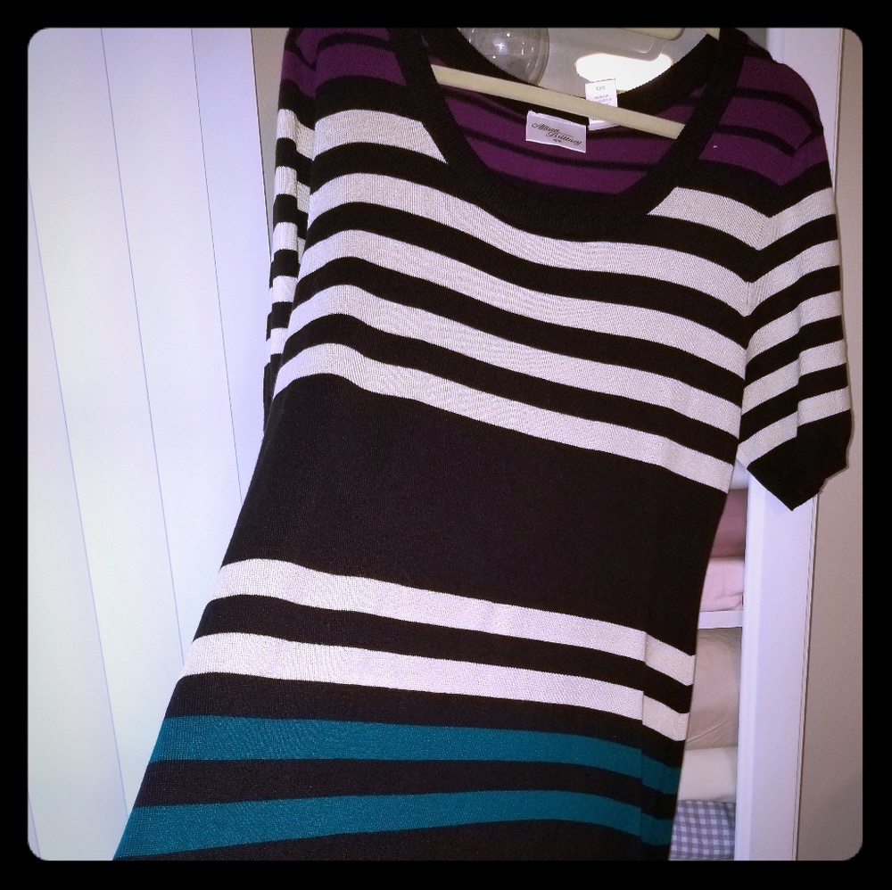 Stips Sweater Dress Short Sleeve